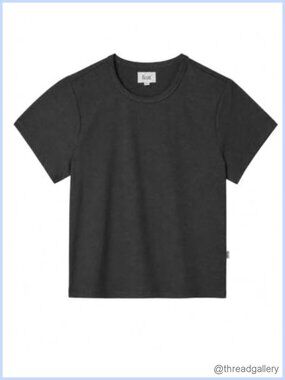 Women's Boxy Cropped T-Shirt Crew Neck Short Sleeve Cotton Tee